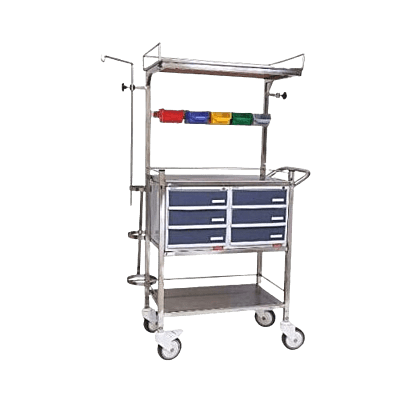 Crash Cart-Cum-Emergency Medicine Trolley S.S. Ultra Deluxe