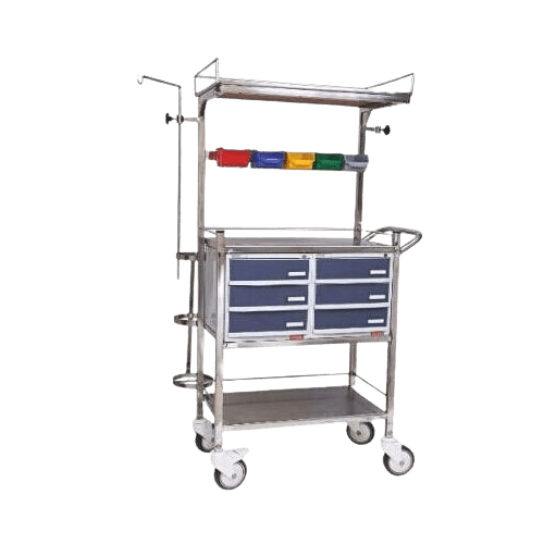 Crash Cart-Cum-Emergency Medicine Trolley S.S. Ultra Deluxe