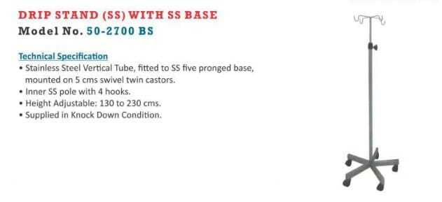 Drip Stand (SS) With SS Base Mole No. 50-2700 BS