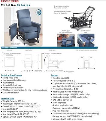 Medical Recliners Model no. - 85 series