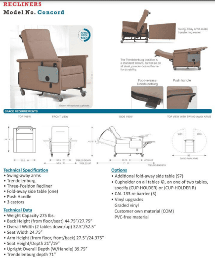 Medical Recliners Model no. -Concord